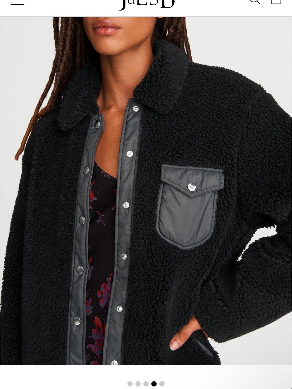 Rag & Bone Elliot Black Sherpa Button-Up Coat with Contrast Pocket XS NWT
